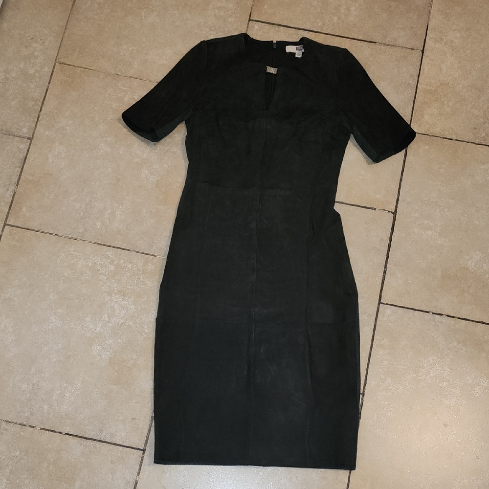 Etcetera Elegant Dark Gray Suede Dress Size 00